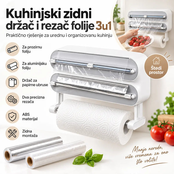 Kuhinjski zidni držač i rezač folije 3u1
