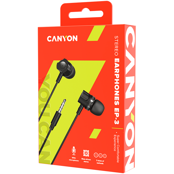 CANYON Stereo earphones with microphone, 1.2M