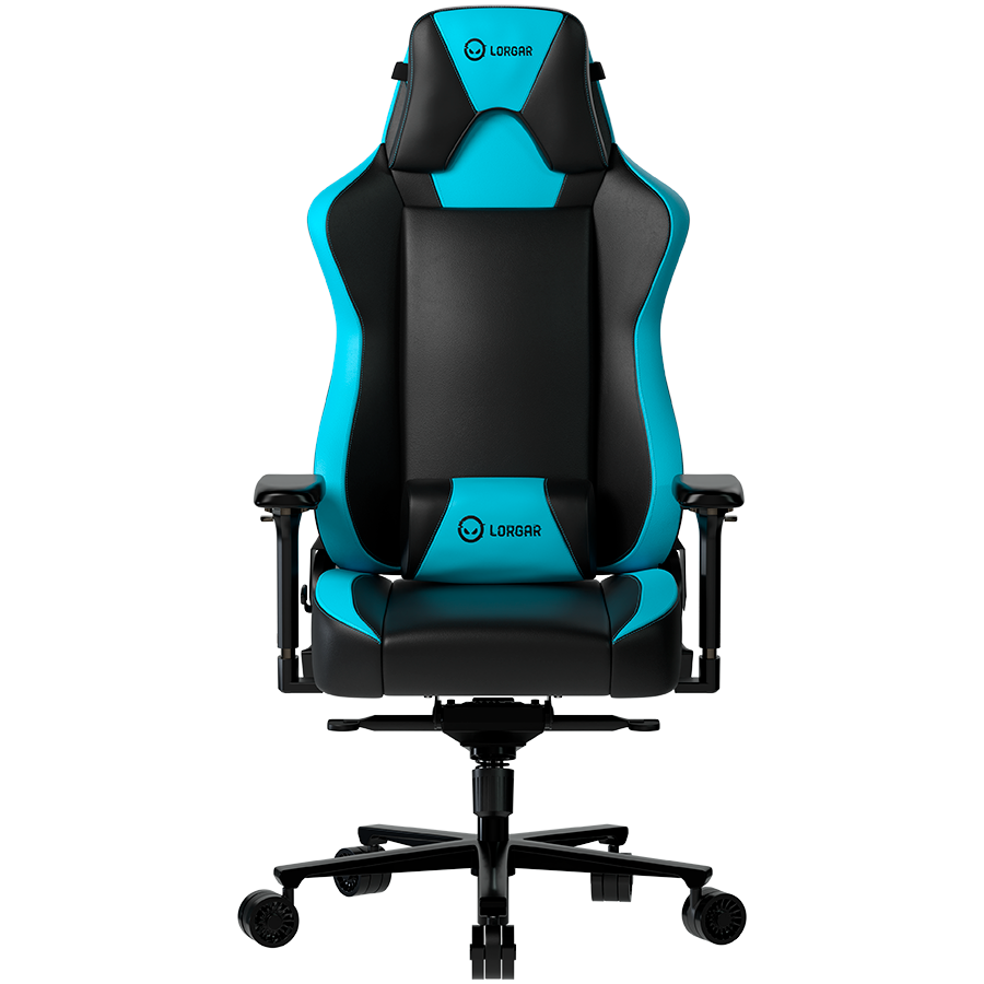 LORGAR Base 311, Gaming chair, PU eco-leather, 1.8 mm metal frame, multiblock mechanism, 4D armrests, 5 Star aluminium base, Class-4 gas lift, 75mm PU casters, Black + blue Glavna slika proizvoda