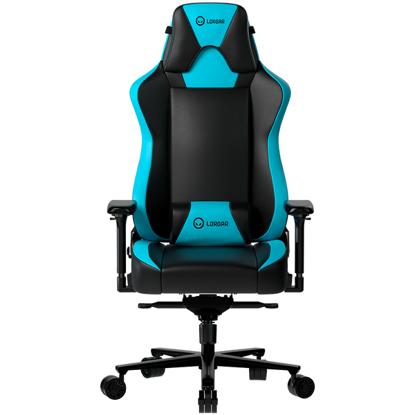 LORGAR Base 311, Gaming chair, PU eco-leather, 1.8 mm metal frame, multiblock mechanism, 4D armrests, 5 Star aluminium base, Class-4 gas lift, 75mm PU casters, Black + blue