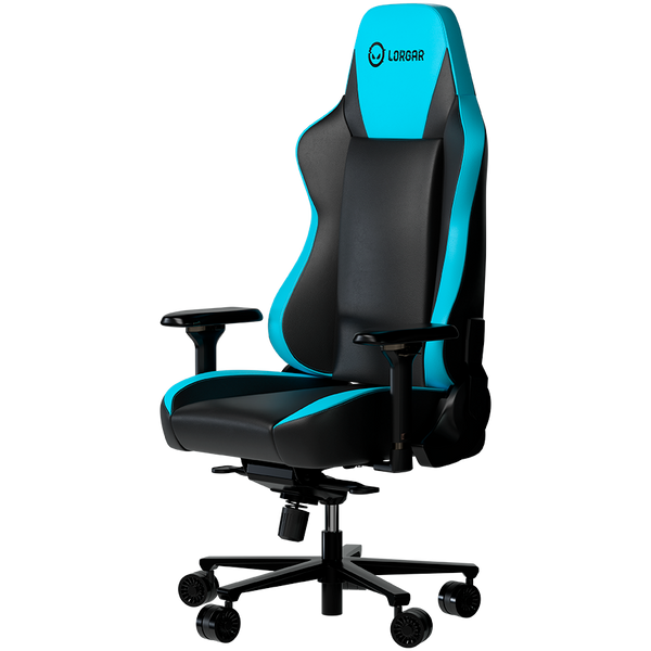 LORGAR Base 311, Gaming chair, PU eco-leather, 1.8 mm metal frame, multiblock mechanism, 4D armrests, 5 Star aluminium base, Class-4 gas lift, 75mm PU casters, Black + blue