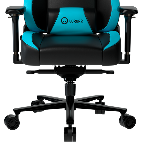 LORGAR Base 311, Gaming chair, PU eco-leather, 1.8 mm metal frame, multiblock mechanism, 4D armrests, 5 Star aluminium base, Class-4 gas lift, 75mm PU casters, Black + blue