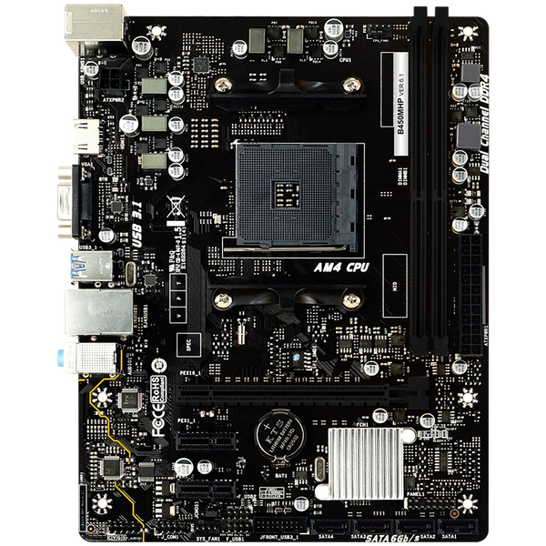 BIOSTAR MB B450 AM4 2 x DDR4 4 x SATA II 1 x VGA Port 1 x HDMI Port 1 x LAN port Micro ATX