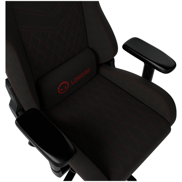 LORGAR Ace 422, Gaming chair, Anti-stain durable fabric, 1.8 mm metal frame, multiblock mechanism, 4D armrests, 5 Star aluminium base, Class-4 gas lift, 75mm PU casters, Black + red