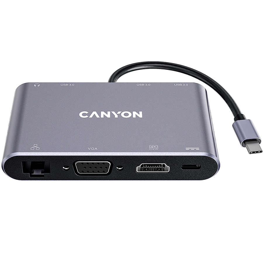 CANYON hub DS-14 8in1 4k USB-C Dark Grey Glavna slika proizvoda