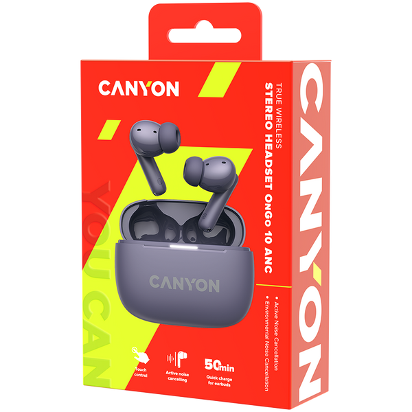 CANYON headset OnGo TWS-10 ANC+ENC Purple