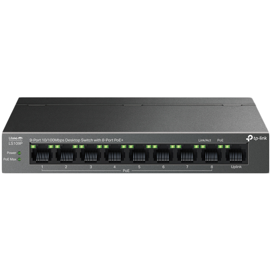 TP-Link LS109P 9-Port 10/100 Mbps Desktop Switch with 8-Port PoE+ Glavna slika proizvoda
