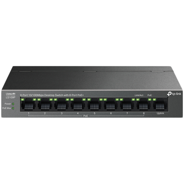 TP-Link LS109P 9-Port 10/100 Mbps Desktop Switch with 8-Port PoE+