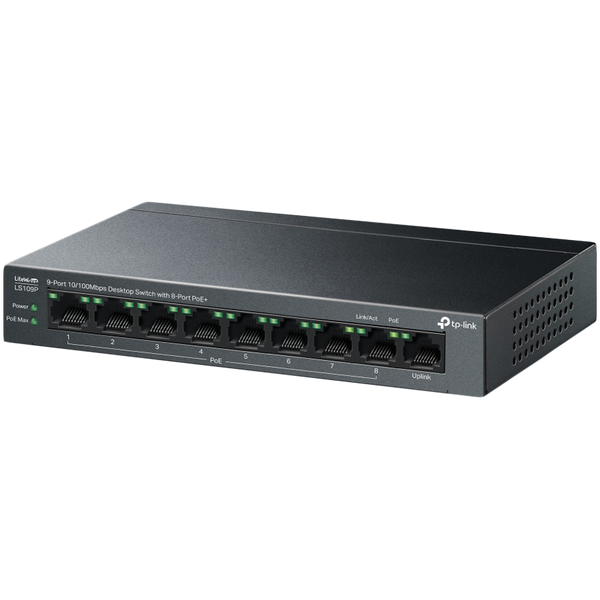 TP-Link LS109P 9-Port 10/100 Mbps Desktop Switch with 8-Port PoE+