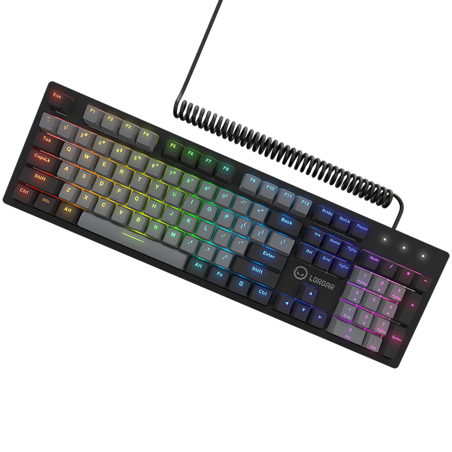 LORGAR Azar 514, Wired mechanical gaming keyboard, RGB backlight, 1680000 colour variations, 18 modes, keys number: 104, 50M clicks, linear dream switches, spring cable up to 3.4m, ABS plastic+metal, magnetic cover, 450*136*39mm, 1.17kg, black
