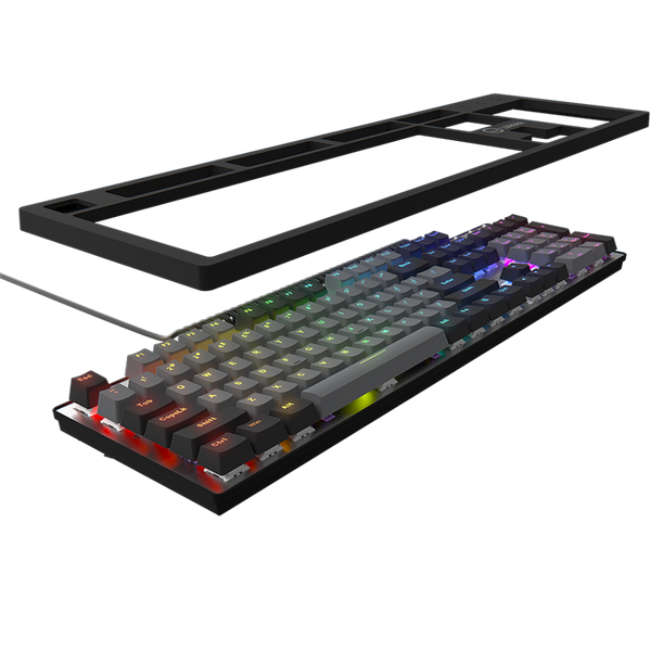 LORGAR Azar 514, Wired mechanical gaming keyboard, RGB backlight, 1680000 colour variations, 18 modes, keys number: 104, 50M clicks, linear dream switches, spring cable up to 3.4m, ABS plastic+metal, magnetic cover, 450*136*39mm, 1.17kg, black