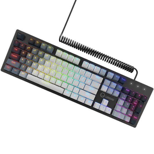 LORGAR Azar 514, Wired mechanical gaming keyboard, RGB backlight, 1680000 colour variations, 18 modes, keys number: 104, 50M clicks, linear dream switches, spring cable up to 3.4m, ABS plastic+metal, magnetic cover, 450*136*39mm, 1.17kg, white