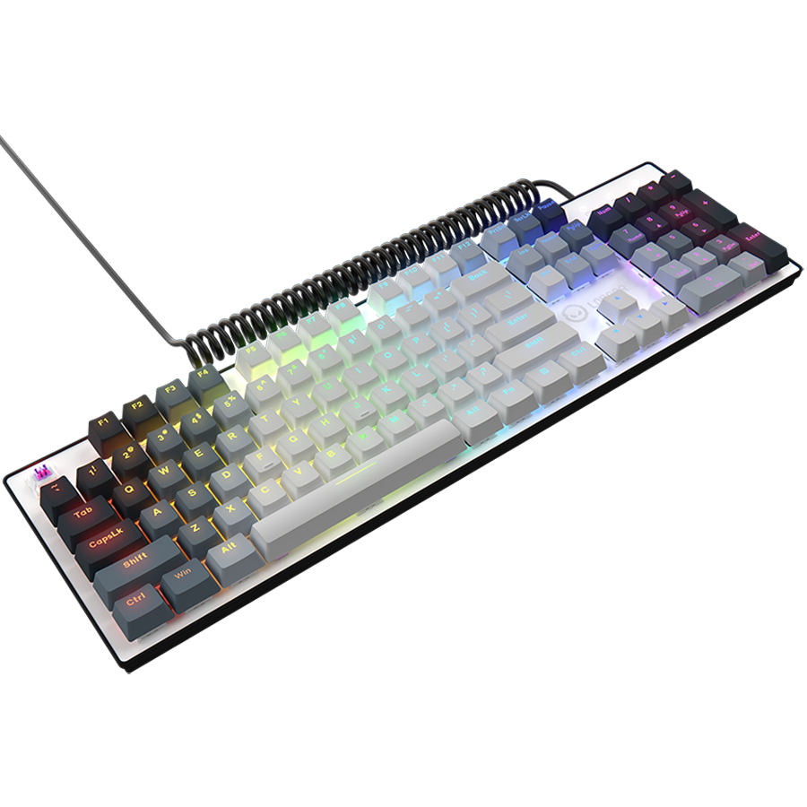 LORGAR Azar 514, Wired mechanical gaming keyboard, RGB backlight, 1680000 colour variations, 18 modes, keys number: 104, 50M clicks, linear dream switches, spring cable up to 3.4m, ABS plastic+metal, magnetic cover, 450*136*39mm, 1.17kg, white