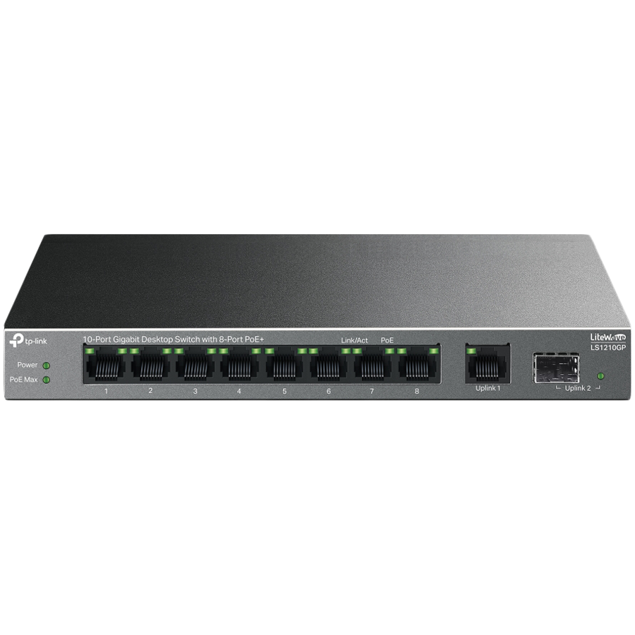 TP-Link LS1210GP 10-Port Gigabit Desktop Switch with 8-Port PoE+