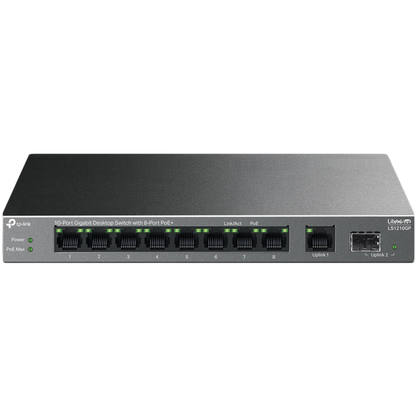 TP-Link LS1210GP 10-Port Gigabit Desktop Switch with 8-Port PoE+