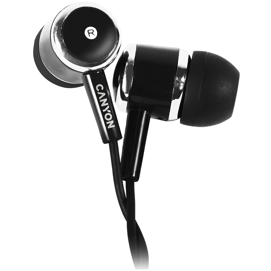 CANYON Stereo earphones with microphone, Black Glavna slika proizvoda