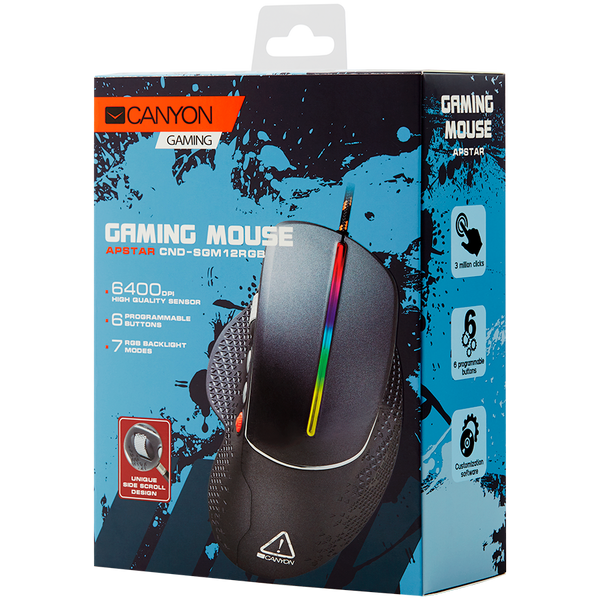 CANYON mouse Apstar GM-12 RGB 6buttons Wired Dark Grey