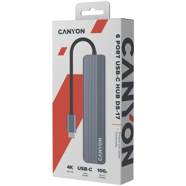 CANYON hub DS-17 6in1 4k USB-C Grey