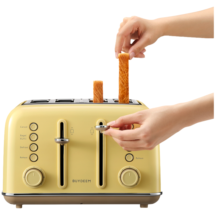 BUYDEEM 4 Slice Toaster, model DT640E, color Mellow Yellow