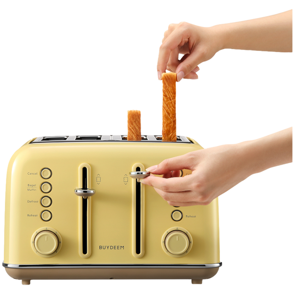 BUYDEEM 4 Slice Toaster, model DT640E, color Mellow Yellow