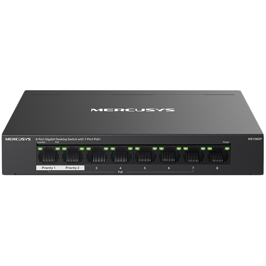 Mercusys MS108GP 8-Port Gigabit Desktop Switch with 7-Port PoE+ Glavna slika proizvoda