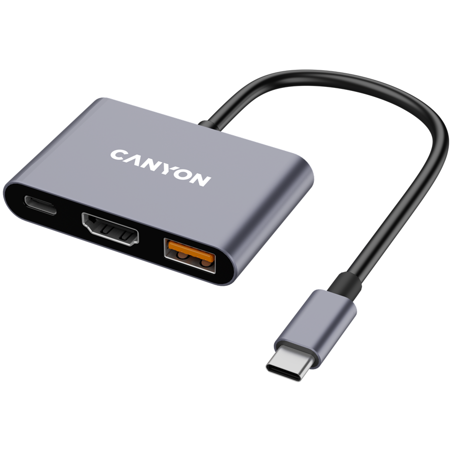 CANYON hub DS-4 3in1 USB-C Grey Glavna slika proizvoda
