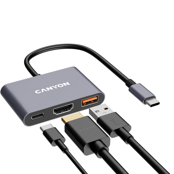 CANYON hub DS-4 3in1 USB-C Grey