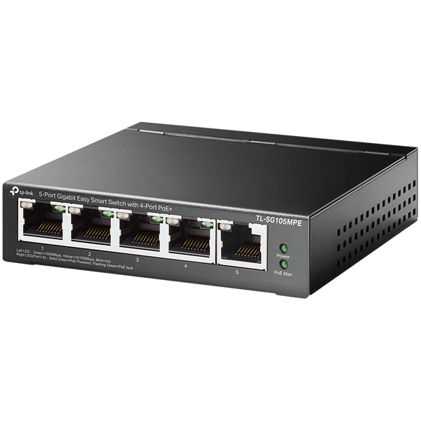 5-Port Gigabit Easy Smart Switch with 4-Port PoE+ 4× Gigabit PoE+ Ports