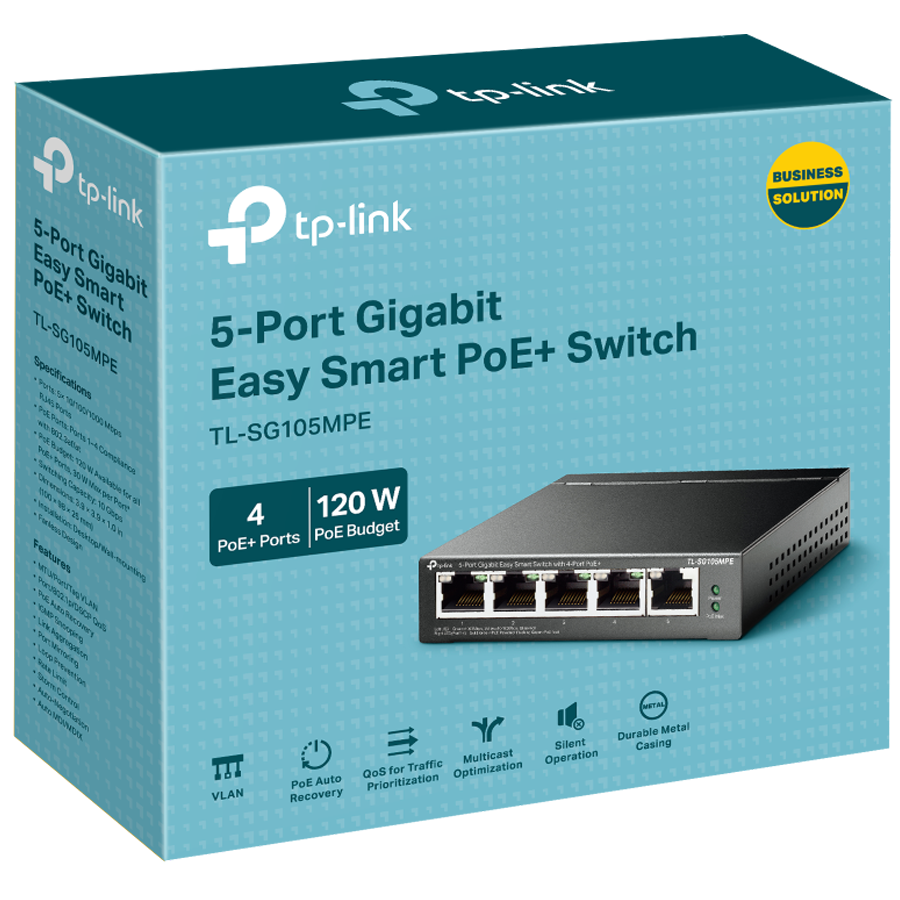 5-Port Gigabit Easy Smart Switch with 4-Port PoE+ 4× Gigabit PoE+ Ports