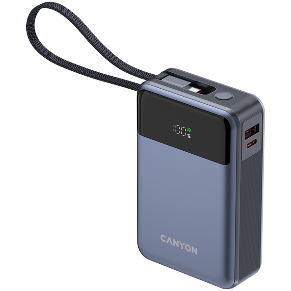 CANYON power bank OnPower 600 built-in cable 20000 mAh PD65W Dark Grey
