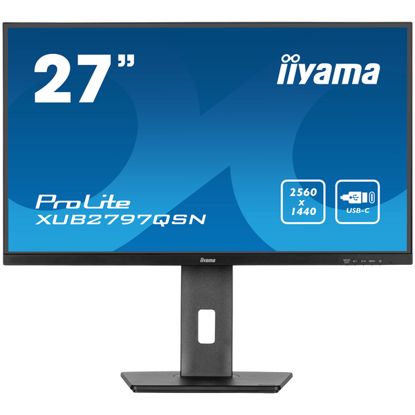 IIYAMA Monitor LED XUB2797QSN-B2 27" IPS 2560 x 1440 @100Hz 300 cd/m² 1300:1 1ms HDMI DP USB-C 65W RJ45 Daisy Chain USB Hub 3.2 height