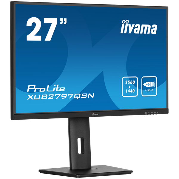 IIYAMA Monitor LED XUB2797QSN-B2 27" IPS 2560 x 1440 @100Hz 300 cd/m² 1300:1 1ms HDMI DP USB-C 65W RJ45 Daisy Chain USB Hub 3.2 height