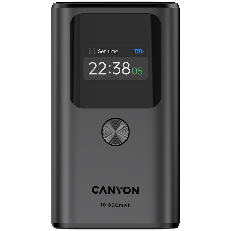 CANYON power bank OnPower 130 TFT 10000 mAh PD30W Dark Grey Glavna slika proizvoda