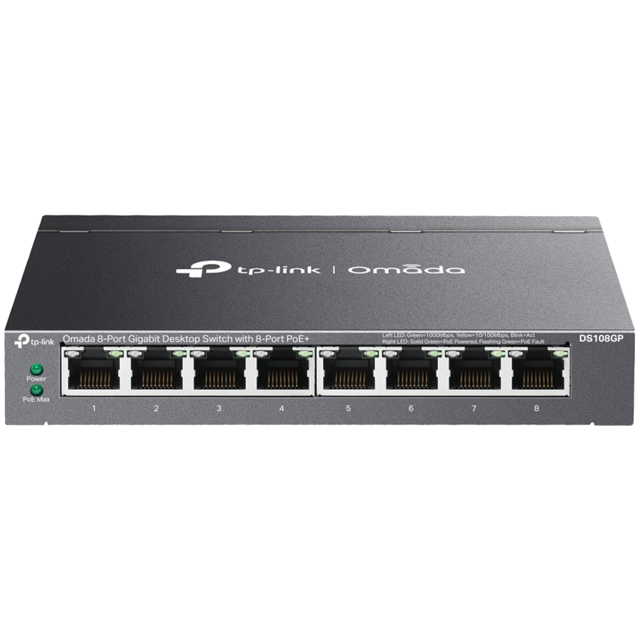 Omada 8-Port Gigabit Desktop Switch with  8-Port PoE+  8× Gigabit PoE+ Ports 802.3af/at Glavna slika proizvoda