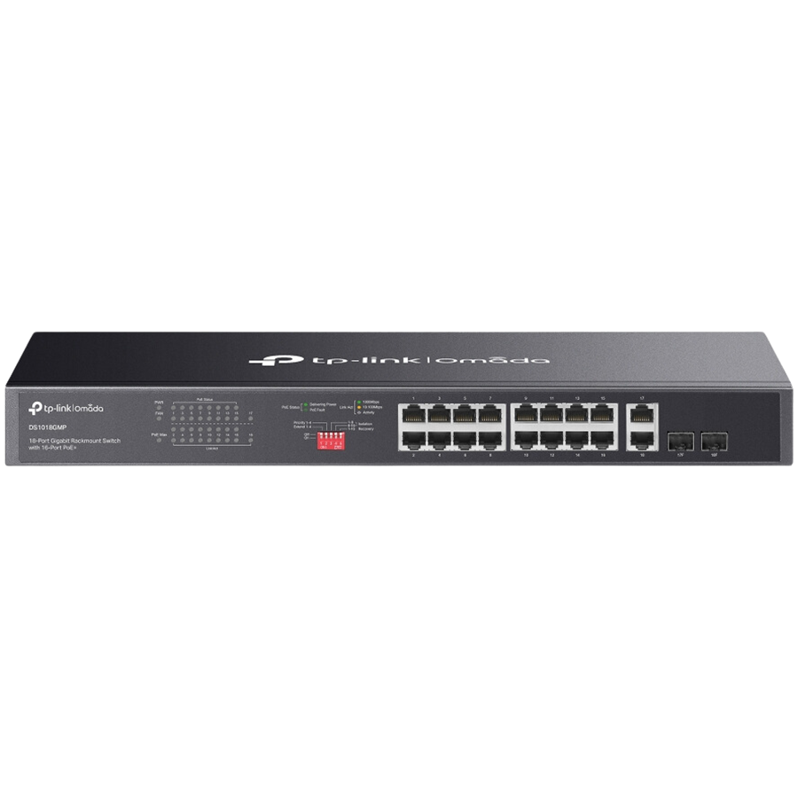 Omada 18-Port Gigabit Rackmount  Switch with 16-Port PoE+ PORT: 16× Gigabit PoE+ Ports