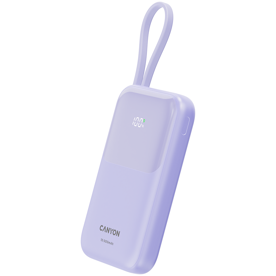 CANYON power bank OnPower 101 built-in cable 10000 mAh PD22.5W Ljubičasti