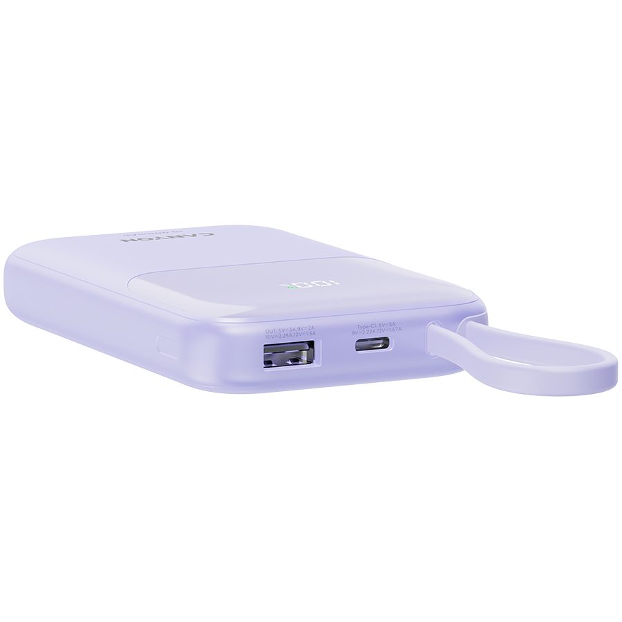CANYON power bank OnPower 101 built-in cable 10000 mAh PD22.5W Ljubičasti