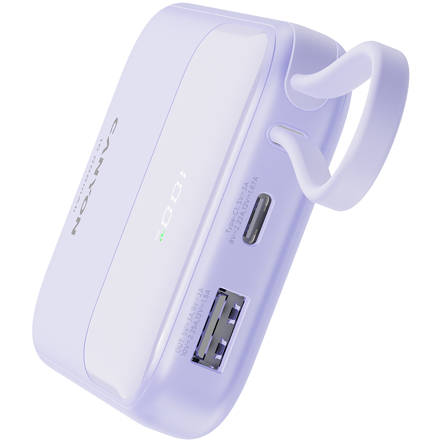 CANYON power bank OnPower 101 built-in cable 10000 mAh PD22.5W Ljubičasti