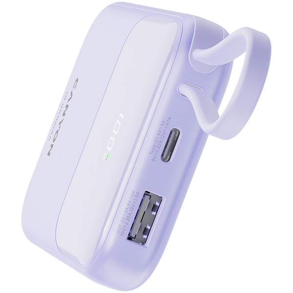 CANYON power bank OnPower 101 built-in cable 10000 mAh PD22.5W Ljubičasti