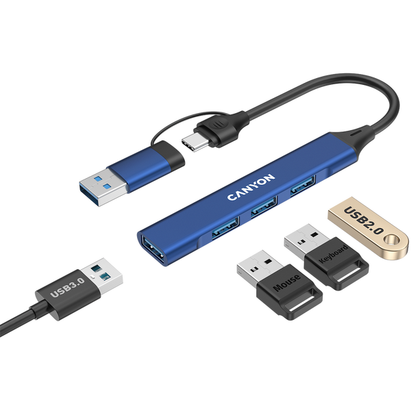 CANYON hub DS-02 4in1 USB-A/C Blue