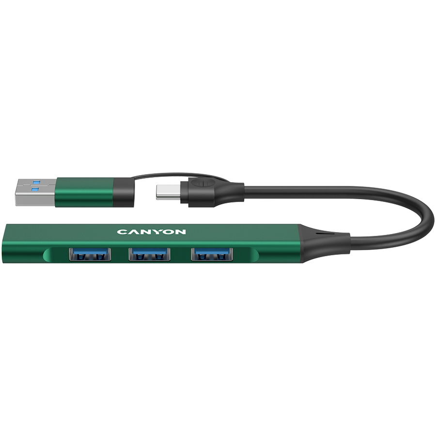 CANYON hub DS-02 4in1 USB-A/C Green Glavna slika proizvoda
