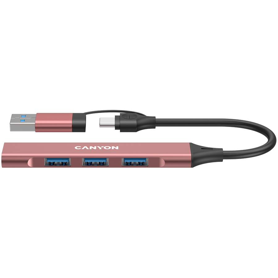 CANYON hub DS-02 4in1 USB-A/C Pink Glavna slika proizvoda