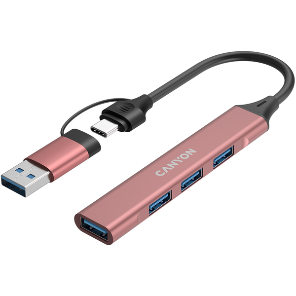 CANYON hub DS-02 4in1 USB-A/C Pink