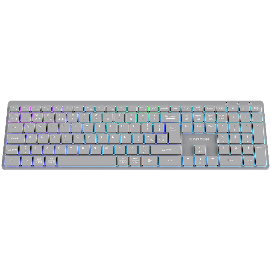 CANYON keyboard HKB-W11 UK/US RGB Dual Mode Wireless Grey