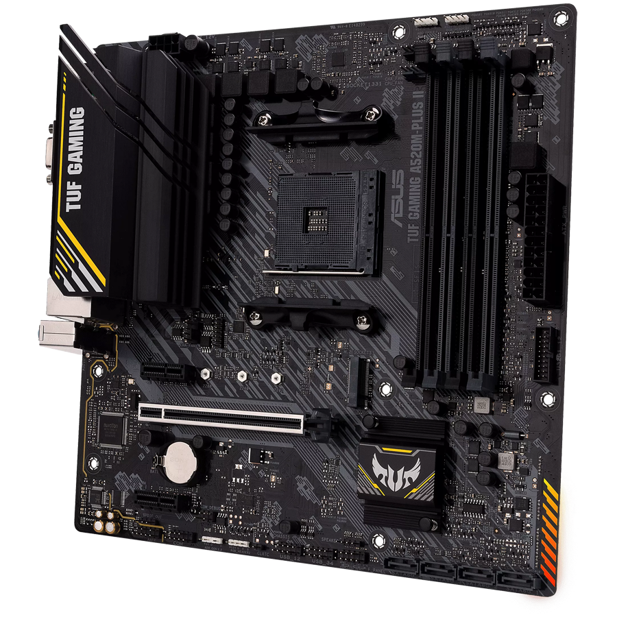 ASUS TUF GAMING A520M-PLUS II AM4 mATX MB - AMD A520 4xDIMM DDR4 1xM.2 4xSATA PCIe 3.0 1Gb Ethernet 1xD-SUB 1xDisplayPort 1xHDMI and AURA Addressable Gen 2 headers