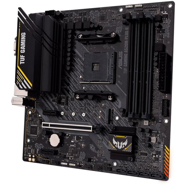 ASUS TUF GAMING A520M-PLUS II AM4 mATX MB - AMD A520 4xDIMM DDR4 1xM.2 4xSATA PCIe 3.0 1Gb Ethernet 1xD-SUB 1xDisplayPort 1xHDMI and AURA Addressable Gen 2 headers