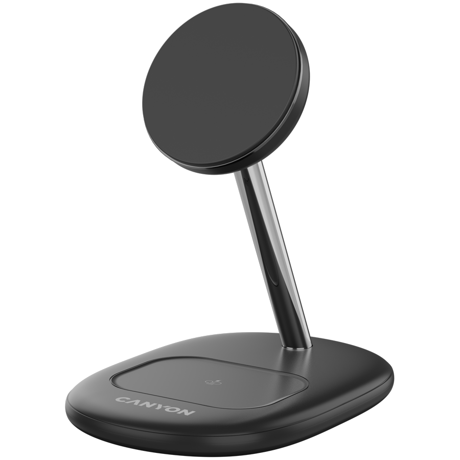 CANYON wireless charger WCS-205 15W Qi2 2in1 Black Glavna slika proizvoda