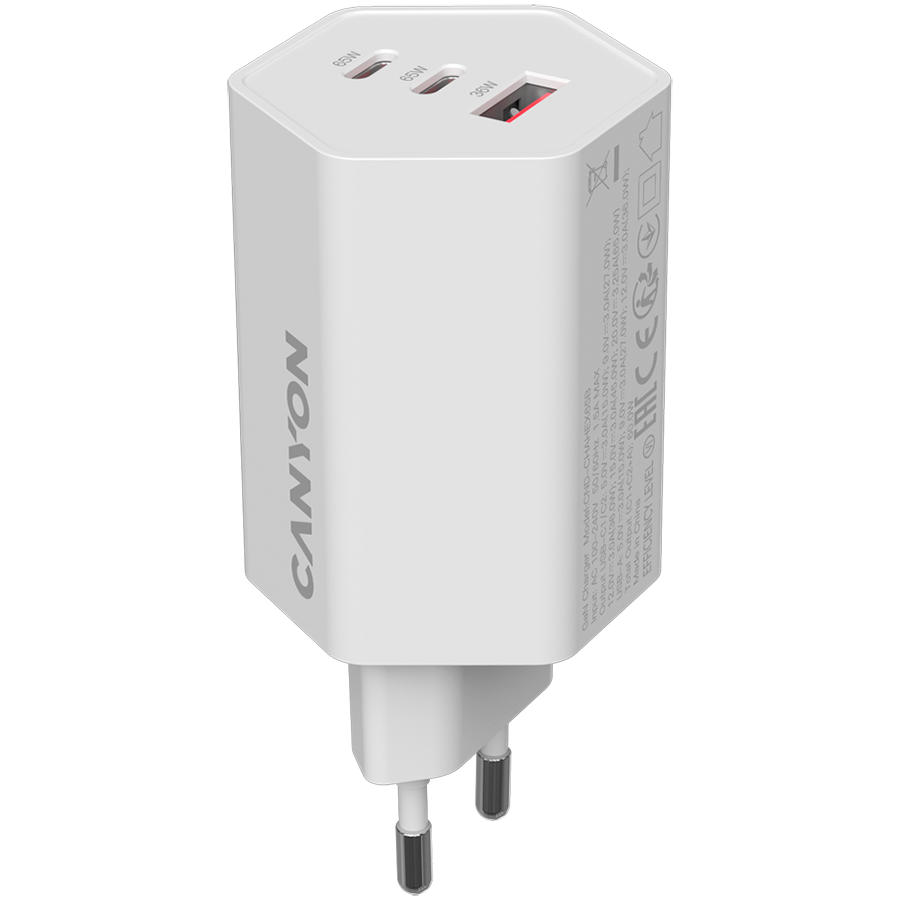 CANYON charger HEXAGON 65 GaN 65W 2xPD 1xQC EU White Glavna slika proizvoda