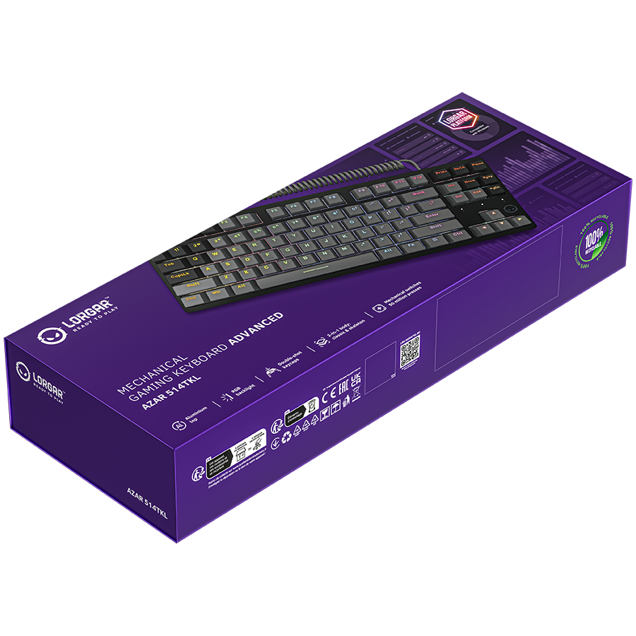 LORGAR Azar 514TKL, Wired RGB mechanical gaming keyboard, black