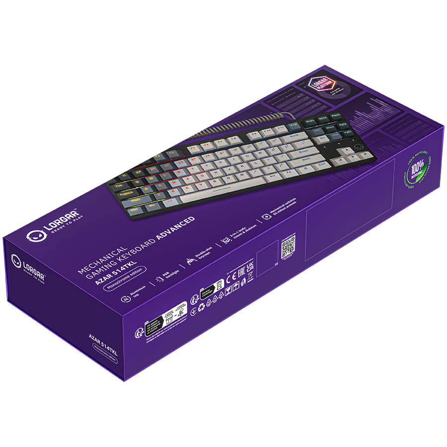 LORGAR Azar 514TKL, Wired RGB mechanical gaming keyboard, white